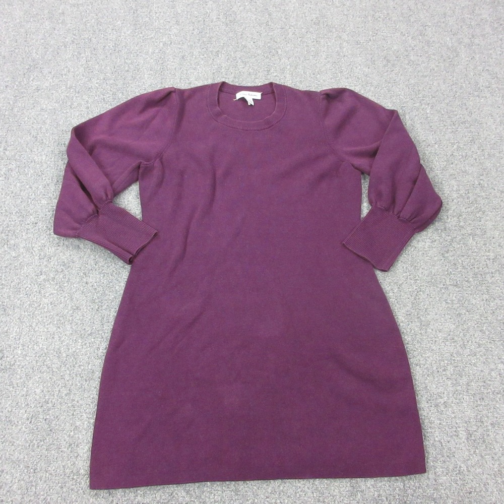 Tommy Bahama Sweater‎ Dress Womens XL Purple Knit Puff Sleeve Crew Neck